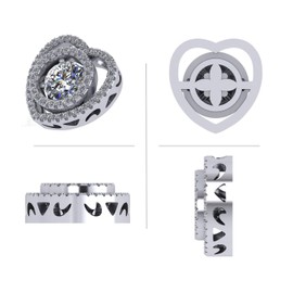 Circle in Heart Dancing Gemstone Necklace, Sterling Silver & Pure Brilliance Zirconia, Platinum Plated