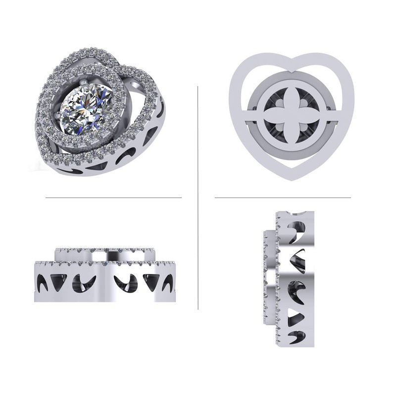 Circle in Heart Dancing Gemstone Necklace, Sterling Silver & Pure