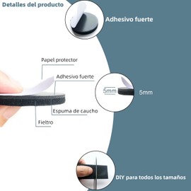 Bonbell Almohadillas para Muebles, 100Pcs Protectores para Patas en 3 Tamaños, Almohadillas de Fieltro Adhesivas se Pueden Cortar y reducen el Ruido, antiderrapante para Sillas, Mesas, Sofá (Nergo)