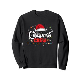 Cute Family Christmas Crew Santa Hat Matching Pajama Lights Sweatshirt