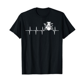 Axolotl Drums Heartbeat Funny Gift For Men Women Kid Drummer T-Shirt