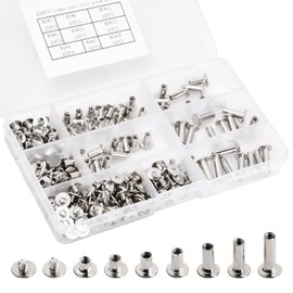 Wisebom Pack of 220 Book Screws, Binding Screws Kit, Chicago Screws for Book Paper, Screw Rivets, Bookbinding Screws Set for DIY Crafts, Leather Decoration, Bookbinding, M4, M5, Silver