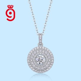 Full Diamond Elegant Gold Plated Moissanite Compass Pendant Necklace Fine Jewelry Sterling Silver Women Chain NecklaceColor: White, Length: 18inches