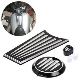 Unbranded Black Cut Fuel Tank Door Dash Insert Switch Cap Kit For Harley Touring 1993-2006