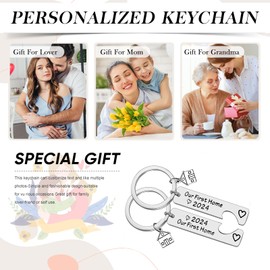 2pcs New Home Keyring Set Engraved Keychain - Couples Unique Housewarming Gifts Memorable New Home Gifts for New Homeowners First Home Keyring Custom Gift