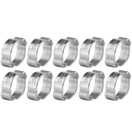 Hapivida Worm Gear Hose Clamps,10 Pcs Two Ear Hose Clamp 5-23mm Zinc Plated Stainless Steel Double Ear Crimp O Clips Hose Fastener Fuel Line Clamp for Fule Petrol Pipe Tube(13-15Mm)