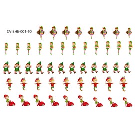 Christmas Santa's Helpers Elf (Ver.1) Clear Vinyl Cut, Peel and Stick Nail Art Decals/Stickers by One Stop Decals.