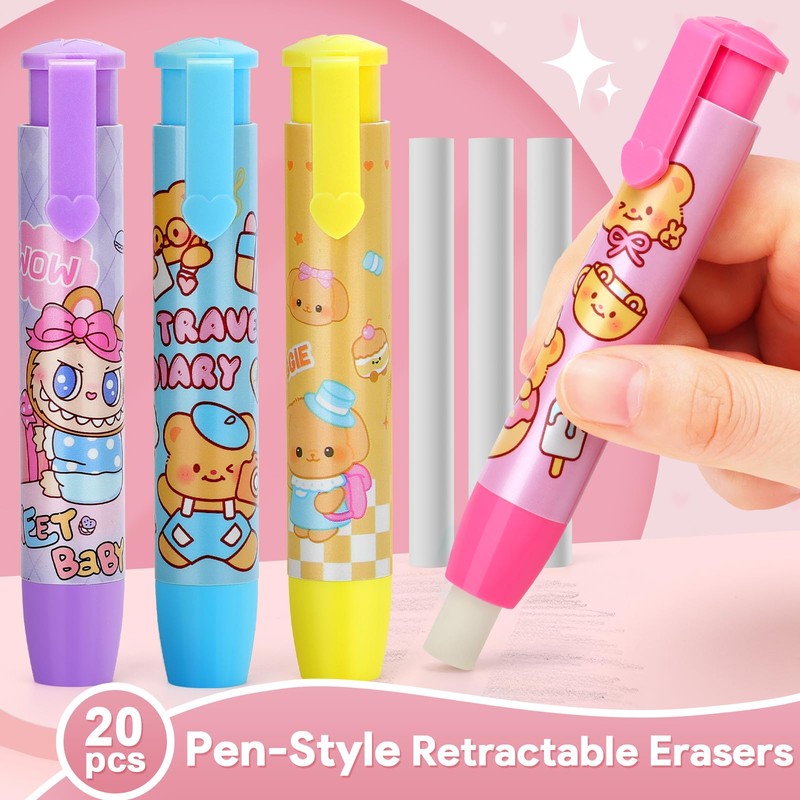 SKAMORI® Children's birthday party favours: 20 pieces erasers in pen