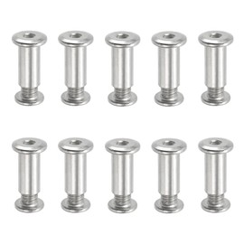 PATIKIL Hex Chicago Screws, 10 Set Binding Screw Posts M8 x 20 mm Connecting Hex Drive Socket Cap Bolt Nuts for Scrapbook Leather Belt Album Photo Furniture Repair, Silver