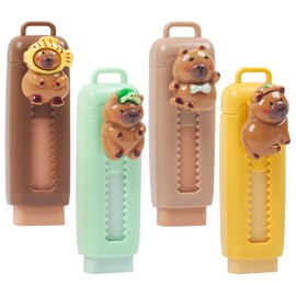 Capybara Retractable Erasers, 4 PCS Cute Capybara Erasers for Kids, Push-Pull Rubber Eraser for Kids Boys Girls Students School Office Supply Stationery