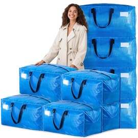 Moving Bags Heavy Duty,Extra Large Moving Bags for Travel/College Packing/Storage/Organization/Seasonal Clothes & Bedding Storage,Moving Supplies Bins,Compatible with Ikea Frakta Cart (Blue,6 Pack)