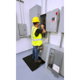 Rhino Mats, Fusebox Safety Mat, 36" x 36" x 1/2” Thick, Extreme Duty Corrugated Surface, Class 4, ASTM D 178 Switchboard, Dielectric Non-Conductive Insulating Floor Mat