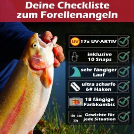 Paradox Fishing Trout Spoon Sets with Box and Snaps Trout Bait Set for Trout Fishing, Trout Blinker UV Spoons, Trout Bait Set, Spoons Trout