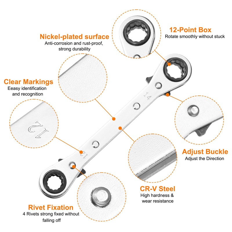 sourcing map 4 in 1 Double Box End Reversible Ratcheting
