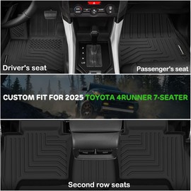 Floor Mats for 2025 Toyota 4Runner Fuel 7 Seats Upgrade Trunk Mat with Backrest Mat All Weather TPE Floor Liners Fit for 2025 4-Runner Anti-Slip Full Set Car Accessories (Not for Hybrid/EV)