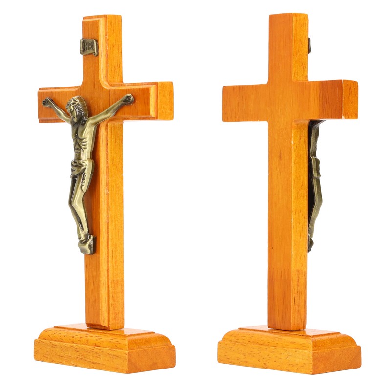 Crucifix Wooden Hand Made Standing Catholic Jesus Crucifix Wall Cross