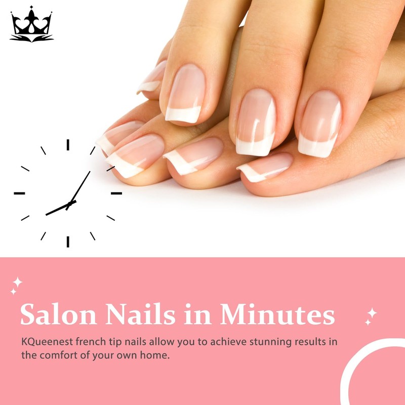 Brown French Tip Nails, Press Ons - Short Square Nails,