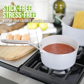 TECHEF - CeraTerra Collection, 2-quart Ceramic Nonstick Saucepan with Glass Lid (PTFE, PFAS, and PFOA Free), Made in Korea (2-quart)