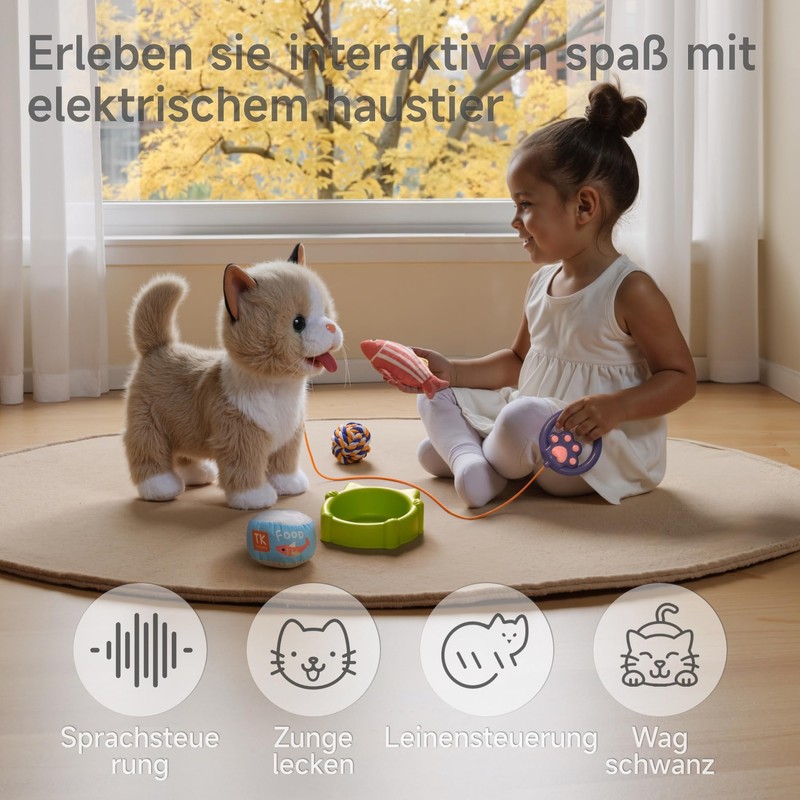 TUMAMA Interactive Cat Toy for Children, Cuddly Toy Kittens with