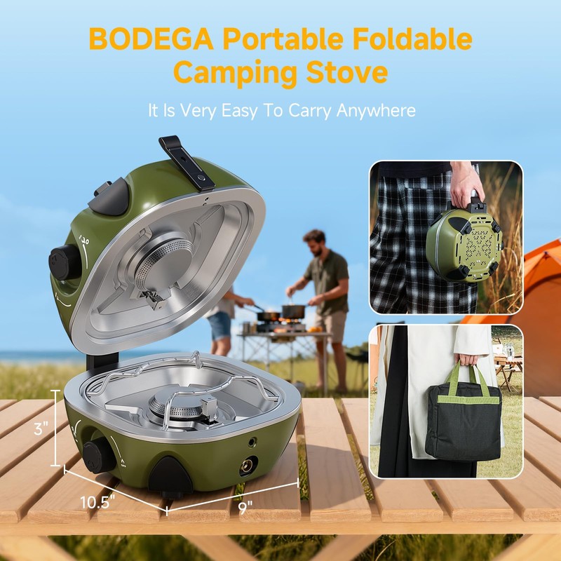 2 Burner Camping Stove,20000 BTU Foldable Propane Camp Stove with