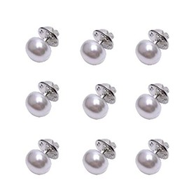 10pcs Women Artificial Pearl Brooch Buttons DIY Lapel Pins Shirt Sweater Shawl Clip Embellishments Brooch Pearl Buttons for Crafts Clothes Hat Shoes Decorates(White)