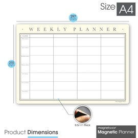 The Magnet Shop A4 Magnetic Weekly Planner and Organiser – Fully Customisable Whiteboard for Family or Business Tasks and Meal Planning - with 4 Free Magnetic Dry Wipe Pen (Classic Cream, A4)