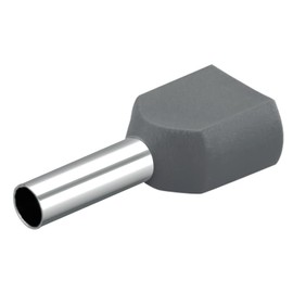 Heschen Twin Crimp, TE2510, AWG14*2/2.5mm²*2, Twin Cord Ends Ferrules, Twin Cord End Terminals, Length 10mm, Grey, Pack of 1000