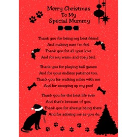 from The Dog Verse Poem Christmas Card (Red, Merry Christmas, Special Mummy) - Special Animal Xmas Card for Her Kids