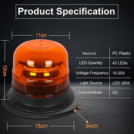 Yuanjoy LED Beacon, 10 V 30 V Car Warning Light, Orange Beacon, IP 67 Waterproof Warning Light, Improve Your Safety Warning Light