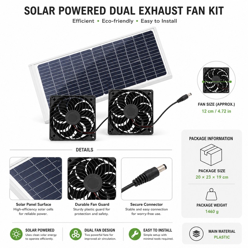 Solar Dual Exhaust Fan for Outdoor Ventilation – 30W Waterproof