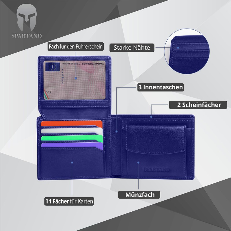 SPARTANO Mens RFID Blocking Wallet with Coin Pocket Wallet with