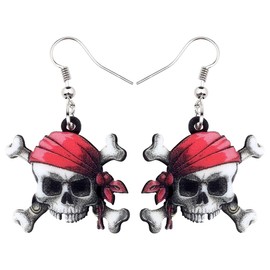 DUOWEI Cute Pirate Jewelry Gifts for Women Funny Acrylic Pirate Skull Earrings Dangle Festival Charms (Pirate A)