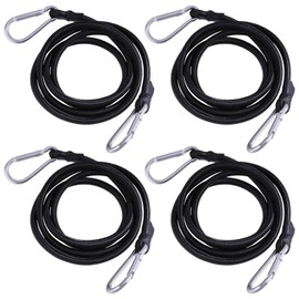 FREEBLOSS 4 PCS 59'' x 0.35'' Bungee Cords with Carabiner Hooks Superior Elastic Bungee Strap for Outdoor Tent, Camping, RV, Bike, Storage, Luggage Rack