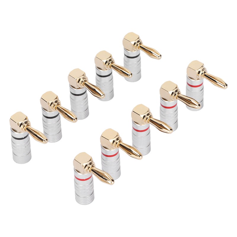 10 Pcs Banana Plugs 24K Copper Gold Plated Aluminum Case