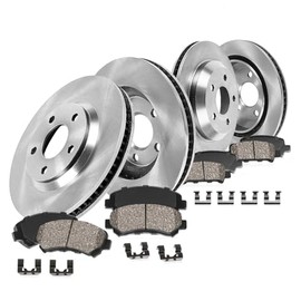 Callahan Brake Parts Brake Kit for Honda Civic 1999-2000 Front and Rear Replacement Brake Rotors with Ceramic Brake Pads EBYK017941