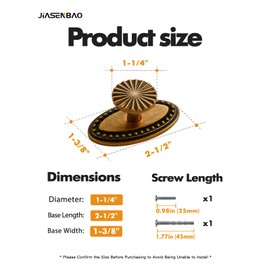 JIASENBAO 2 Pack Antique Brass Cabinet Knobs with Base Vintage Flat Drawer Pulls Kitchen Cupboard Bathroom Dresser Cabinet Hardware Handles Zinc Alloy