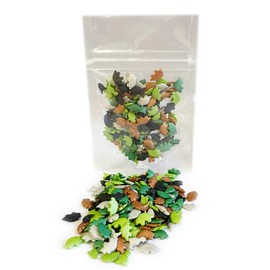 A Pinch Of... - Glimmer Camo Dinosaur Sugar Shapes- 25g. These camouflage coloured dinosaur shapes are ideal for all your Birthday and kids themed cakes and bakes. (Camo Dinosaurs)