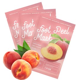 MKNZOME 3 Pairs Foot Peel Mask, Repair Cracked Heels & Remove Dry Dead Skin for Soft Baby Foot Effect, Callus Remover, Foot Exfoliating Socks for Hard Skin, Foot Treatment for Men and Women - Peach