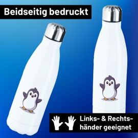 Huuraa Stainless Steel Drinking Bottle Penguin Comic Gift 500 ml White Stainless Steel Penguin Present