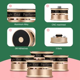 Lyaciomn Black HiFi Audio Speaker Stand Foot Pad with Spike Isolation for Anti-Shock Absorption - Vinyl Record Player Compatible