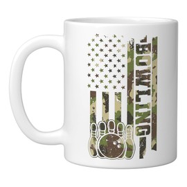 Bowling Camouflage America Flag - Bowling Flag - Bowling Ceramic Mug, White