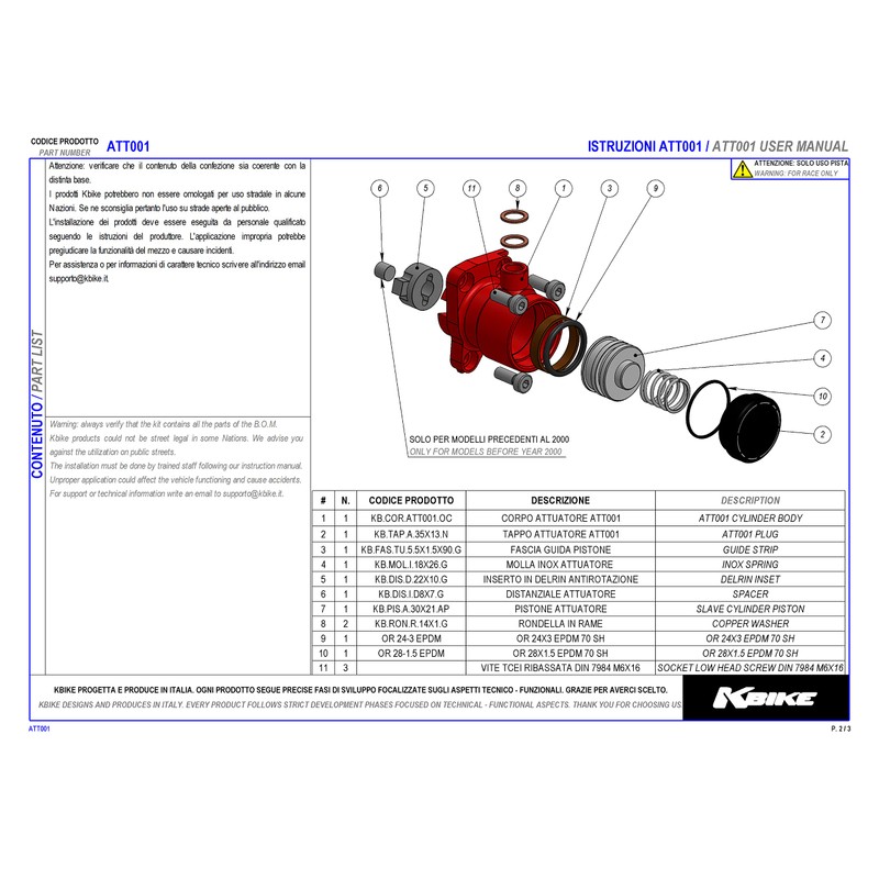 Kbike Clutch Pressure Cylinder Black for Ducati
