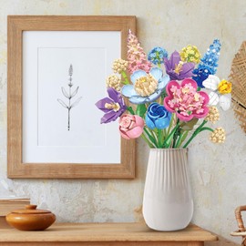 Flower Building Blocks, Botanical Collection, Artificial Bouquet for Home Office Decor, No Vase, Birthday Gifts for Woman Girls Age 8+(865PCS)
