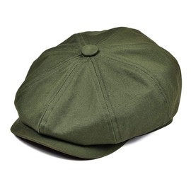 BOTVELA Men's Newsboy Flat Cap 100% Cotton Gatsby Ivy Golf Cabbie Hat (Green, 7 3/8)
