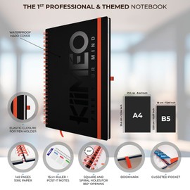 KIIMEO Business Notebook for Work - The First Professional & Thematic Project Management Notebook - Tips & Articles to Boost your Time Management - 140 pages + 1 erasable page - felt-tip pen included