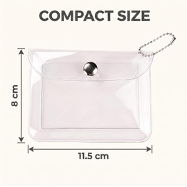 3 Pcs Clear Womens Card Holder Wallet Small Coin Purse Keychain Mini Change Pouch Credit Card Case Coin Purses and Pouches, Plastic PVC Coin Wallet