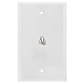 Cmple - Single RJ11 Connector with 4 Conductors Phone Wall Plate Jack 6P4C Telephone Single Jack Wallplate with Screws