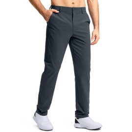 Pudolla Dress Pants for Men Golf Pants Stretch Work Dress Comfy Pants 30 Lightweight Quick Dry Casual Slacks Trousers(Iron Grey 33Wx30L)