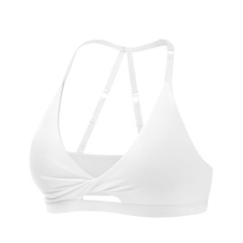 YEOREO Sports Bras for Women Micaela Open Back Workout Gym Bra Padded Medium Impact Yoga Tops with Ajustable Back Straps White M