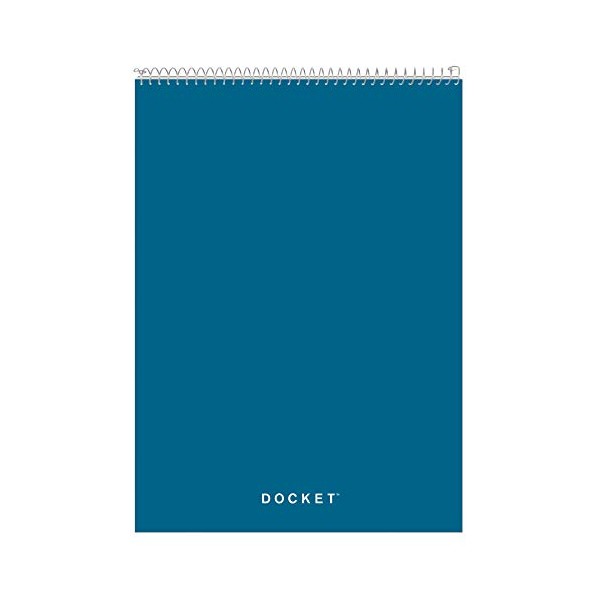 TOPS Docket Wire-Bound Writing Pad, 8-1/2" x 11-3/4", Blue Heavy-Duty Cover, Extra-Strong Back, White Paper, Legal Rule, 70 Sheets (99614)